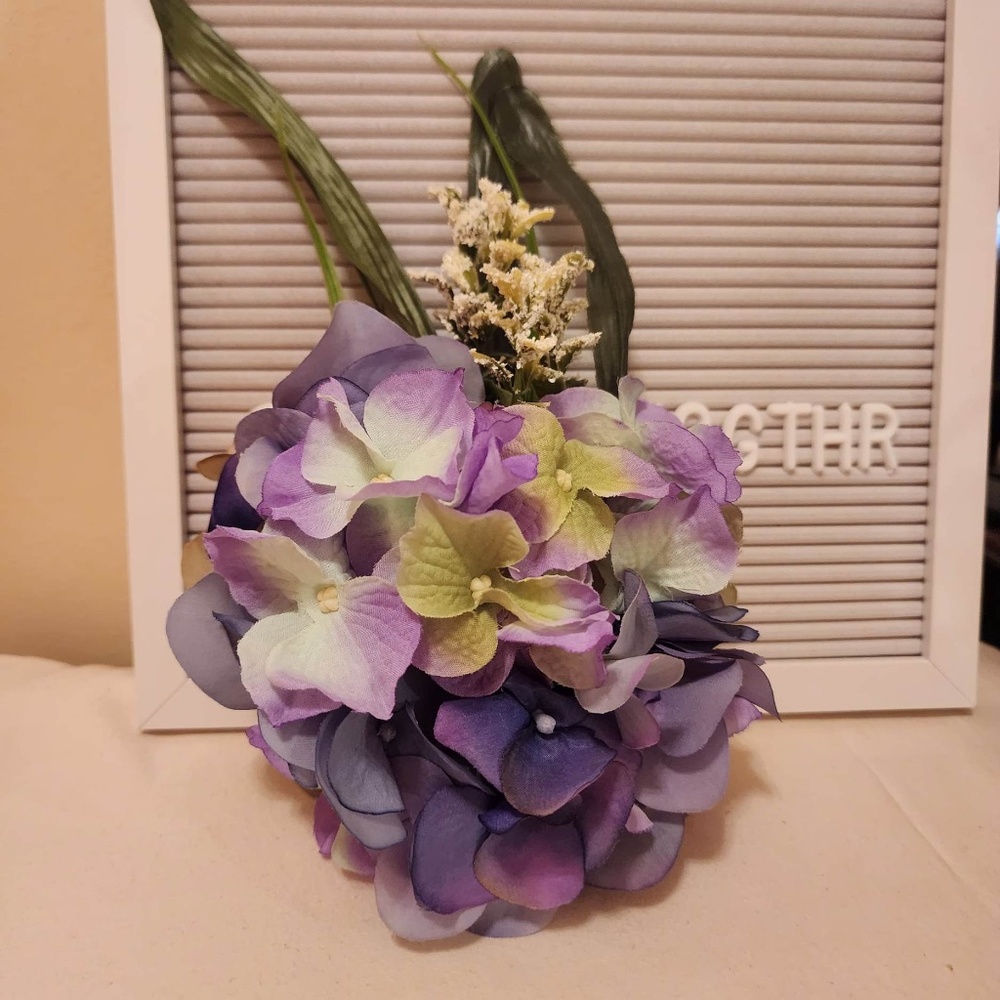 Floral Purple Hydrangeas & Greenery Handmade Hair Clip